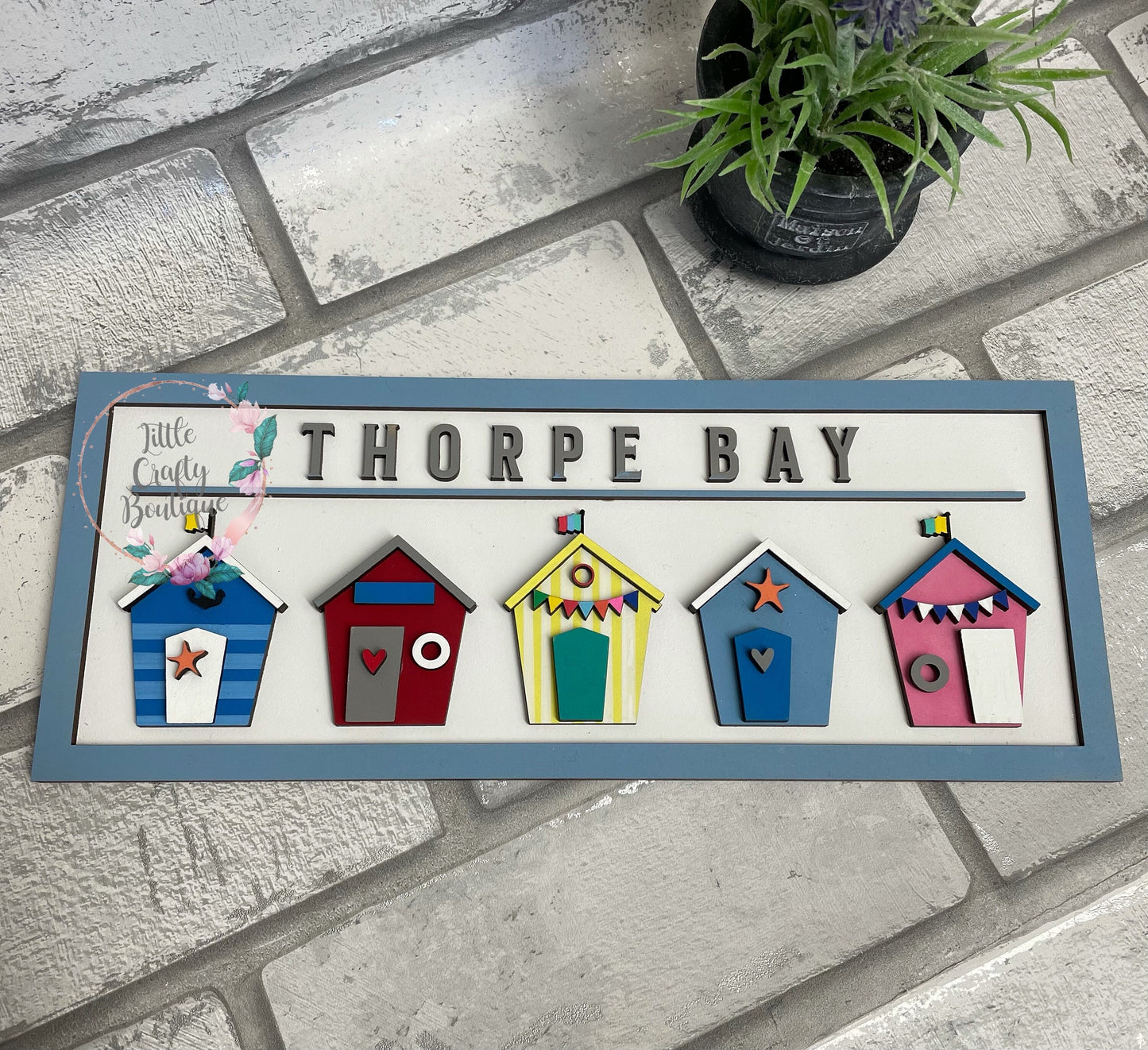 Beach Hut Seaside Town Sign/Plaque