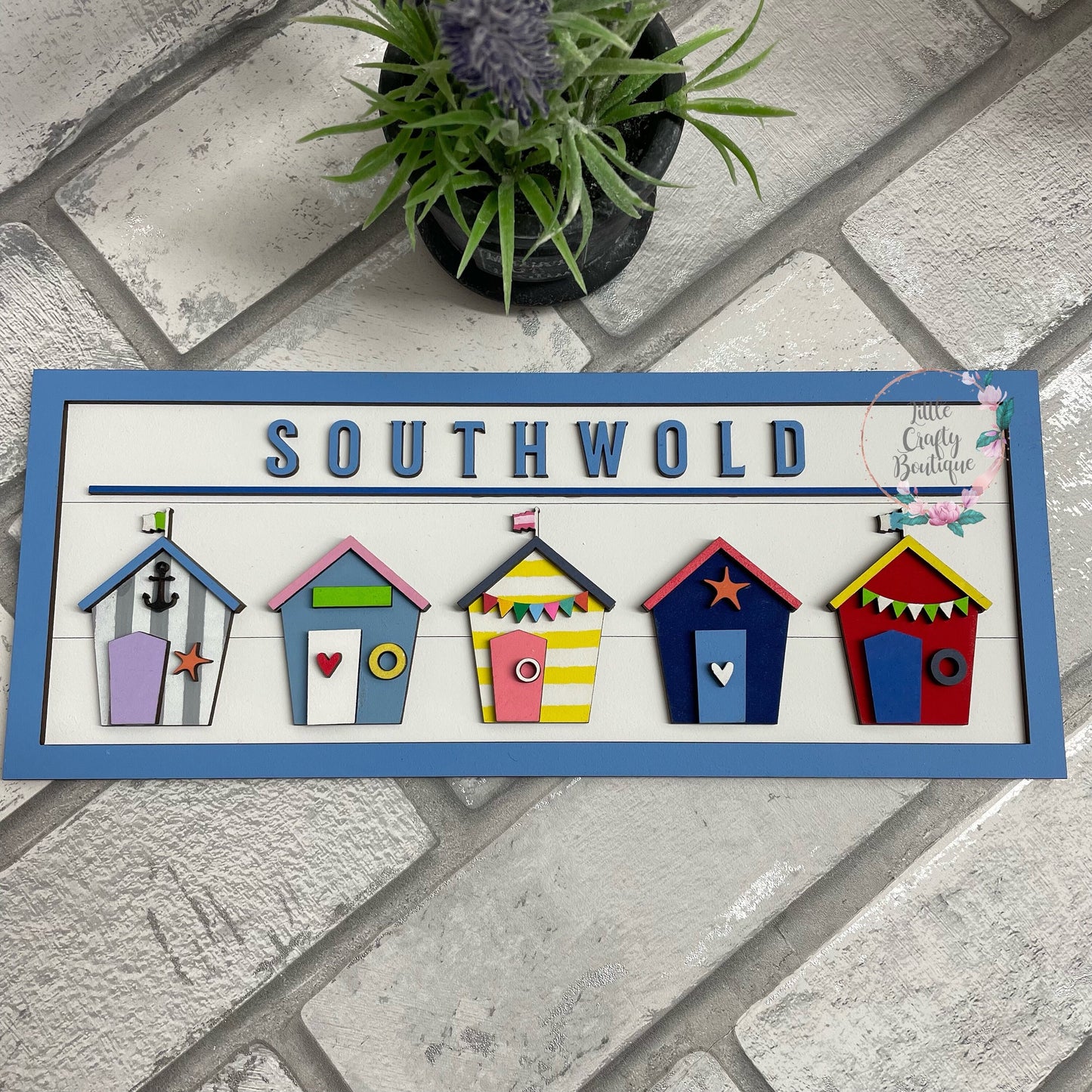 Beach Hut Seaside Town Sign/Plaque