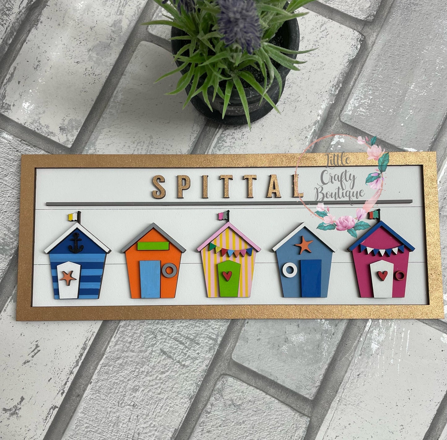 Beach Hut Seaside Town Sign/Plaque