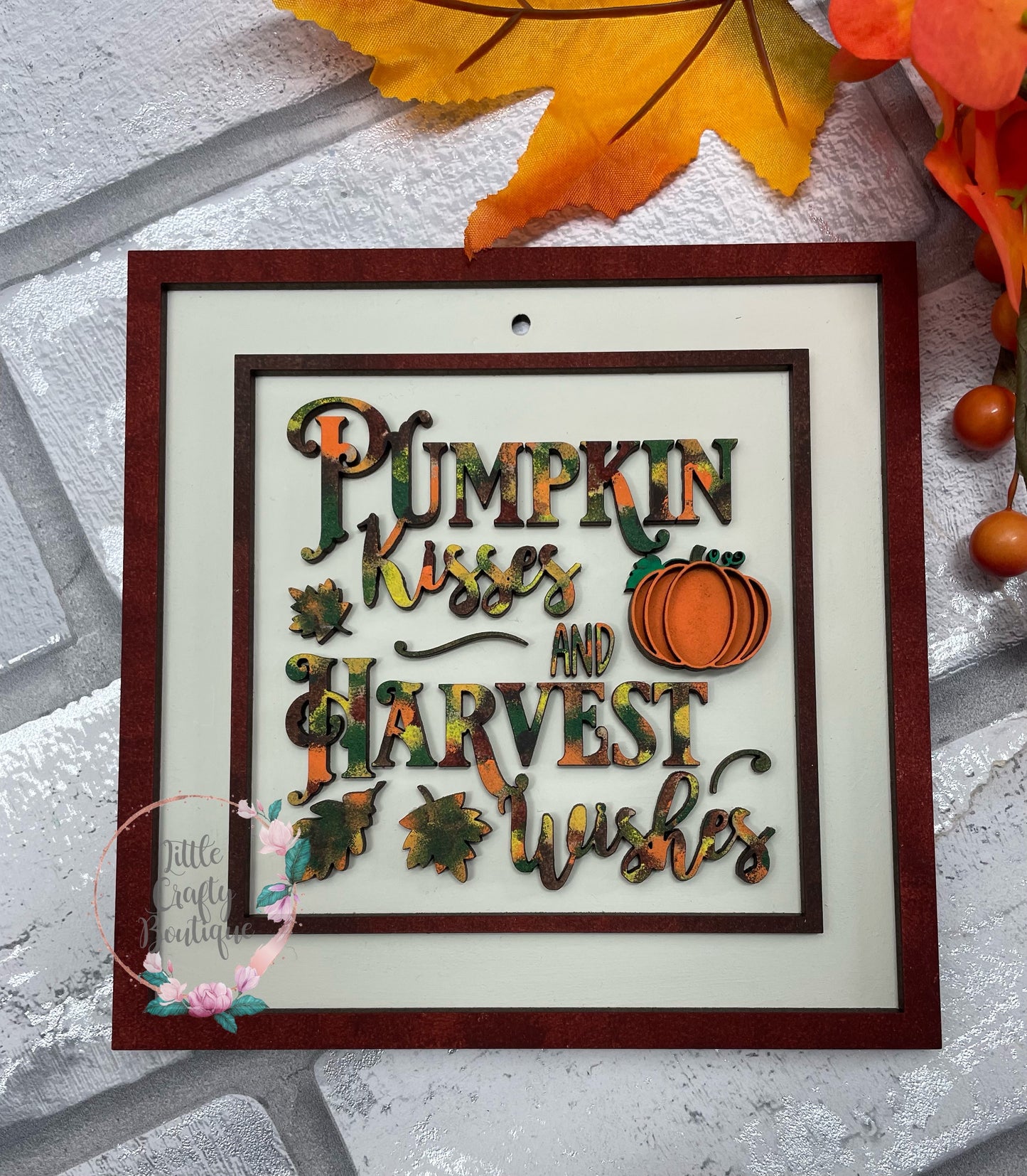 Pumpkin kisses and harvest wishes plaque