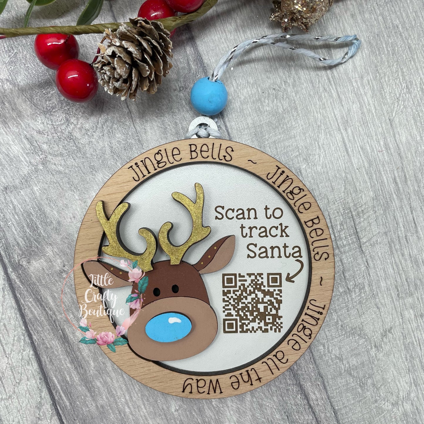 Reindeer Santa tracker bauble