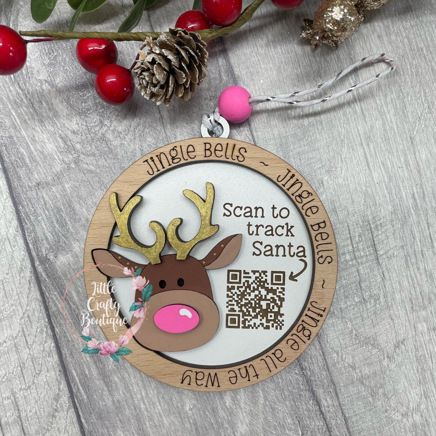 Reindeer Santa tracker bauble