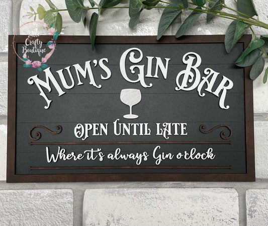 Mum’s Gin Bar plaque