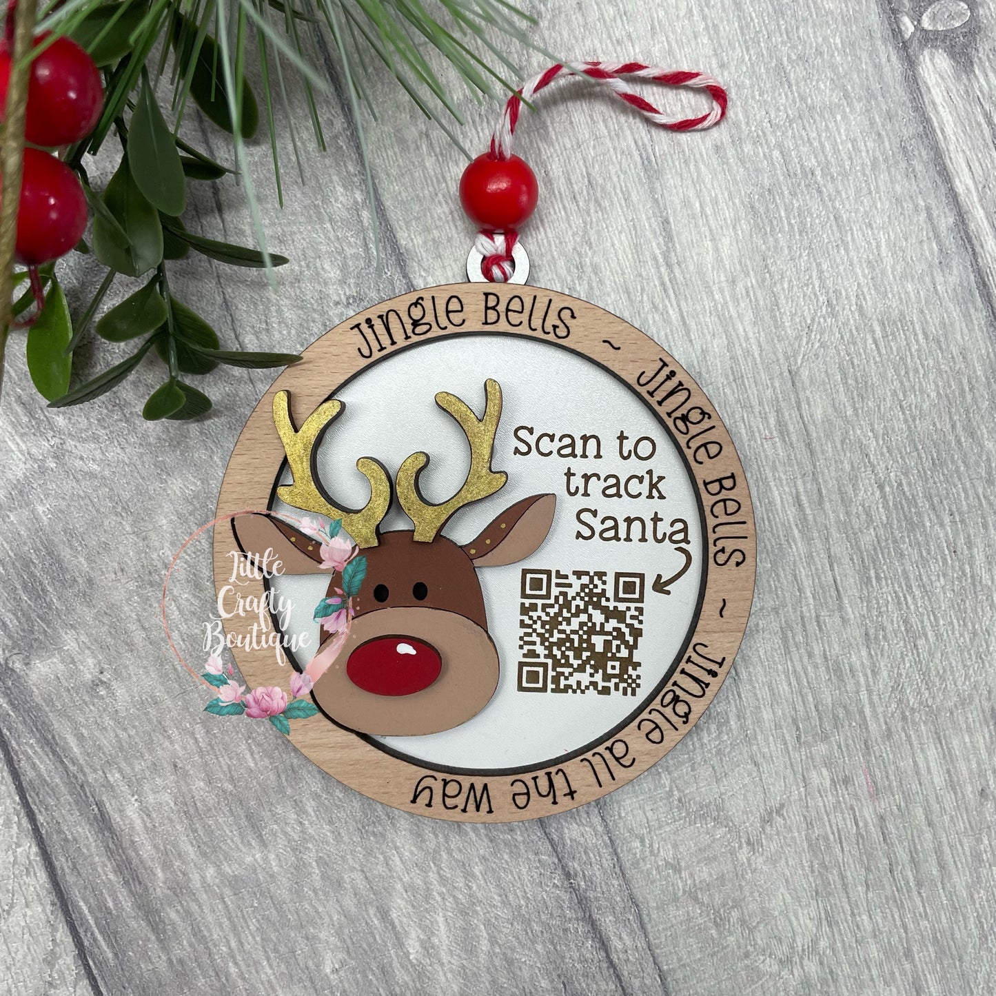 Reindeer Santa tracker bauble