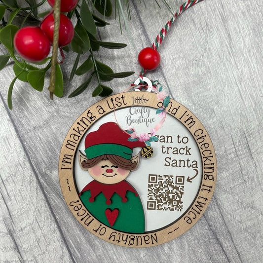 Elf santa tracker bauble